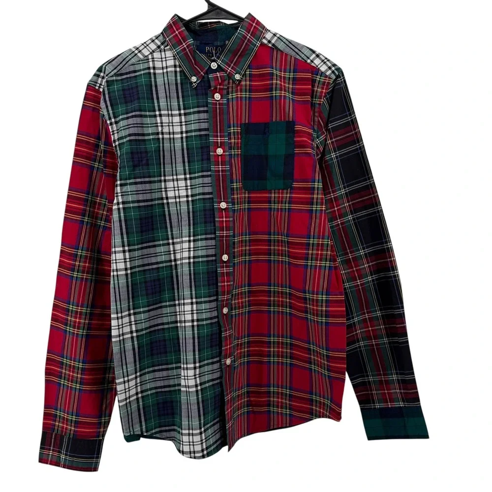 Polo Ralph Lauren‎ Classic Christmas Plaid Button Down Shirt Kids Size XL 18 20